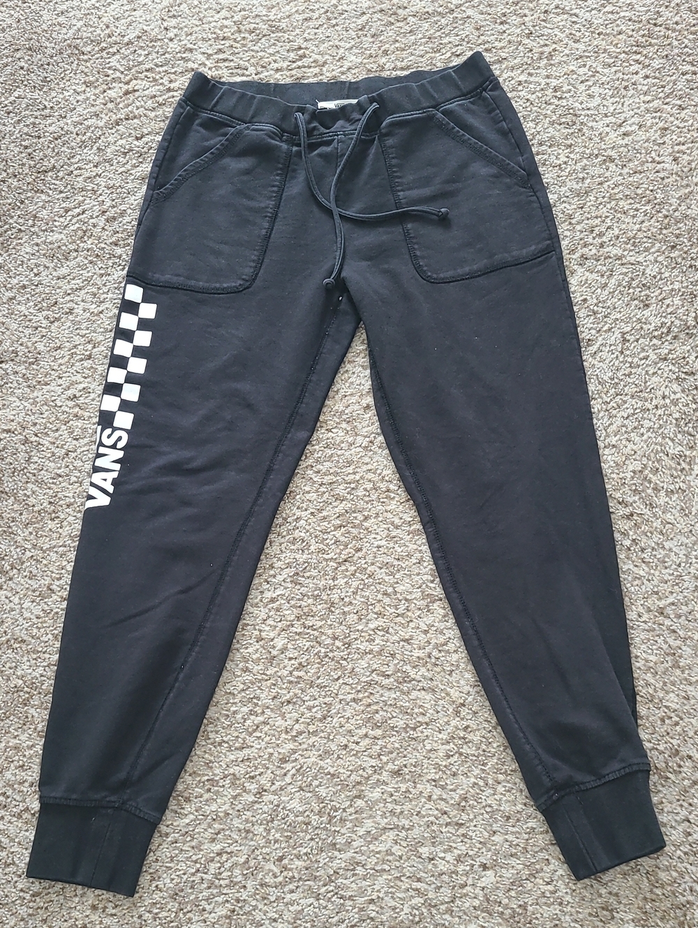 Vans Black Jogger Sweatpants with White Checker Logo